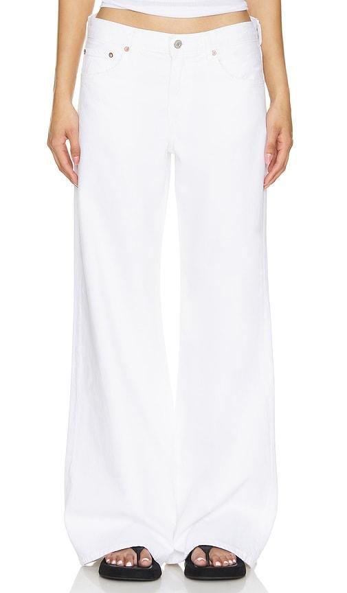AGOLDE Clara Low Rise Baggy Flare in White by AGOLDE