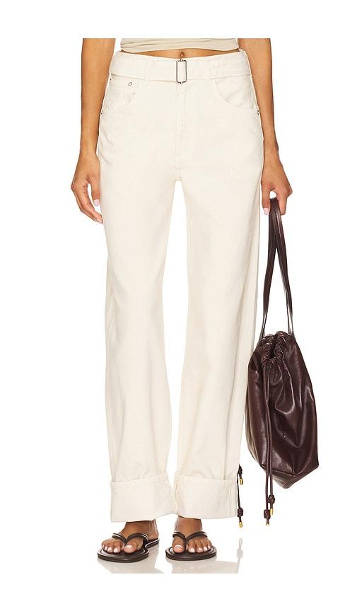 AGOLDE Cuffed Taper Jeans in Ivory by AGOLDE