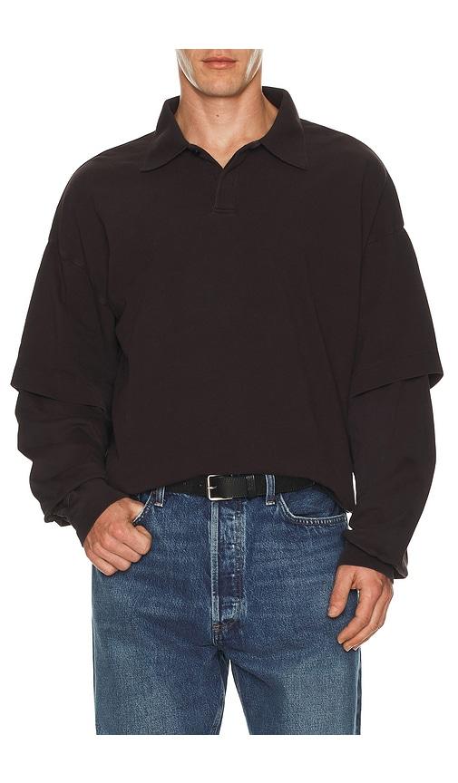 AGOLDE Curren Doublesleeve Polo in Brown by AGOLDE