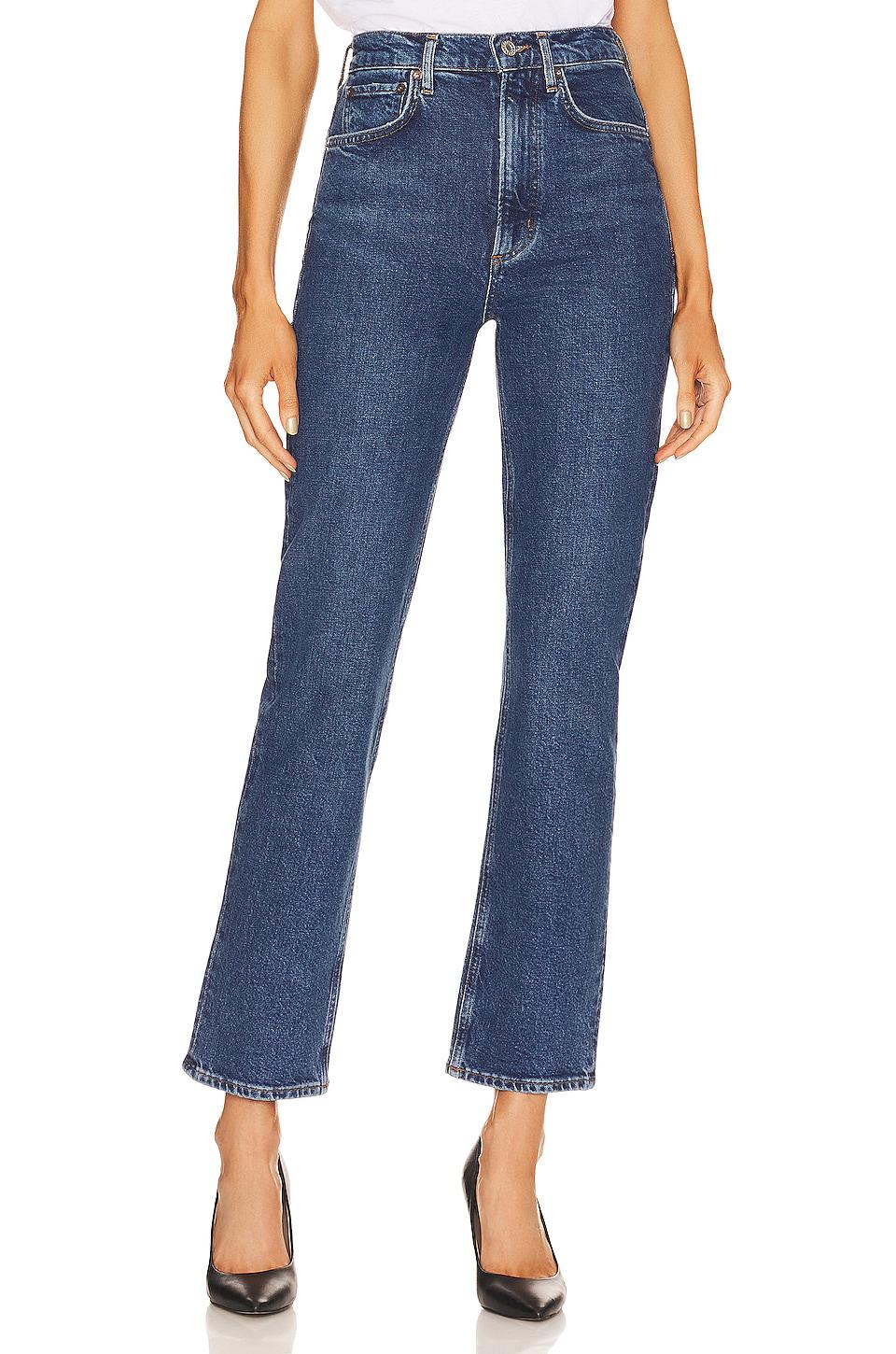 AGOLDE High Rise Stovepipe Jeans in Denim-Dark by AGOLDE