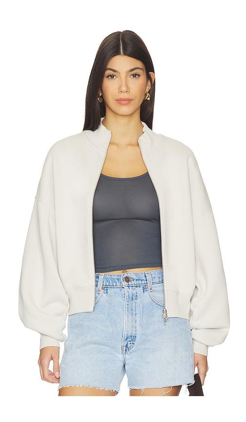 AGOLDE Jensen Zip Up Sweatshirt in Ivory by AGOLDE