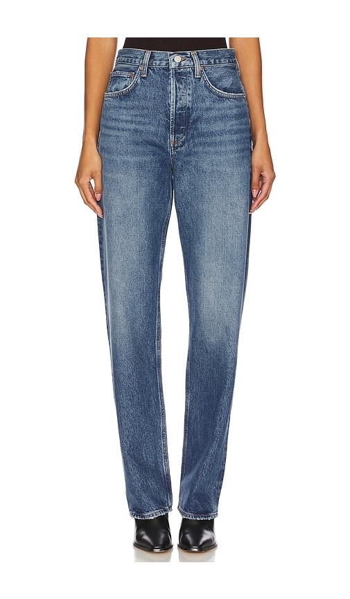 AGOLDE Kelly High Rise Relaxed Straight Jeans in Denim-Medium by AGOLDE