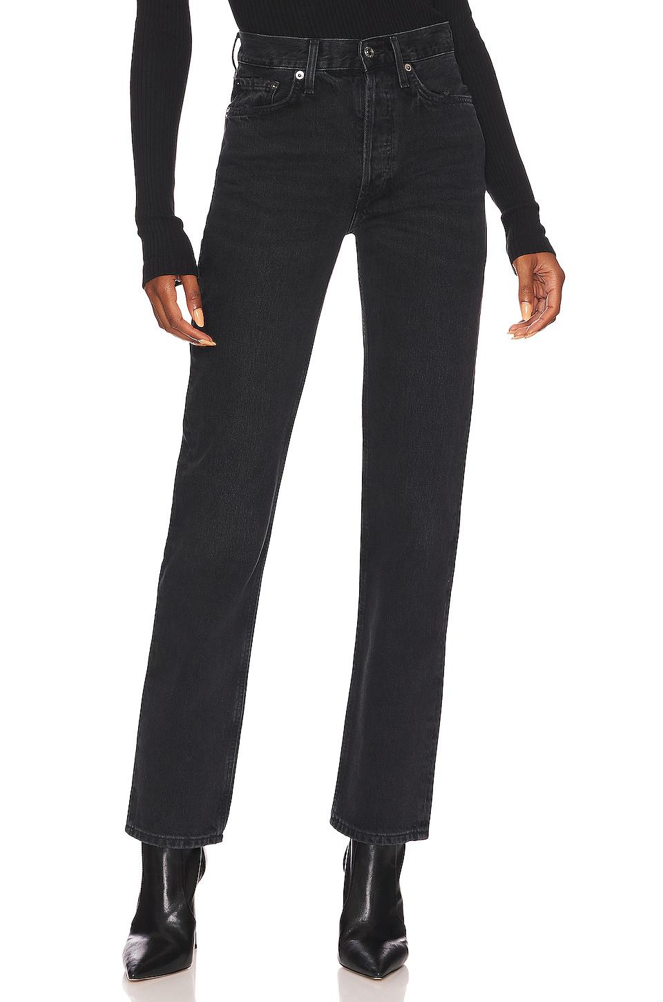 AGOLDE Lana Mid Rise Straight Jeans in Black by AGOLDE