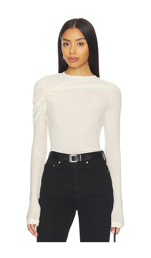 AGOLDE Lissa Log Sleeve Tee in Ivory by AGOLDE
