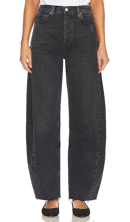 AGOLDE Luna Pieced Wide Leg Jeans in Black by AGOLDE