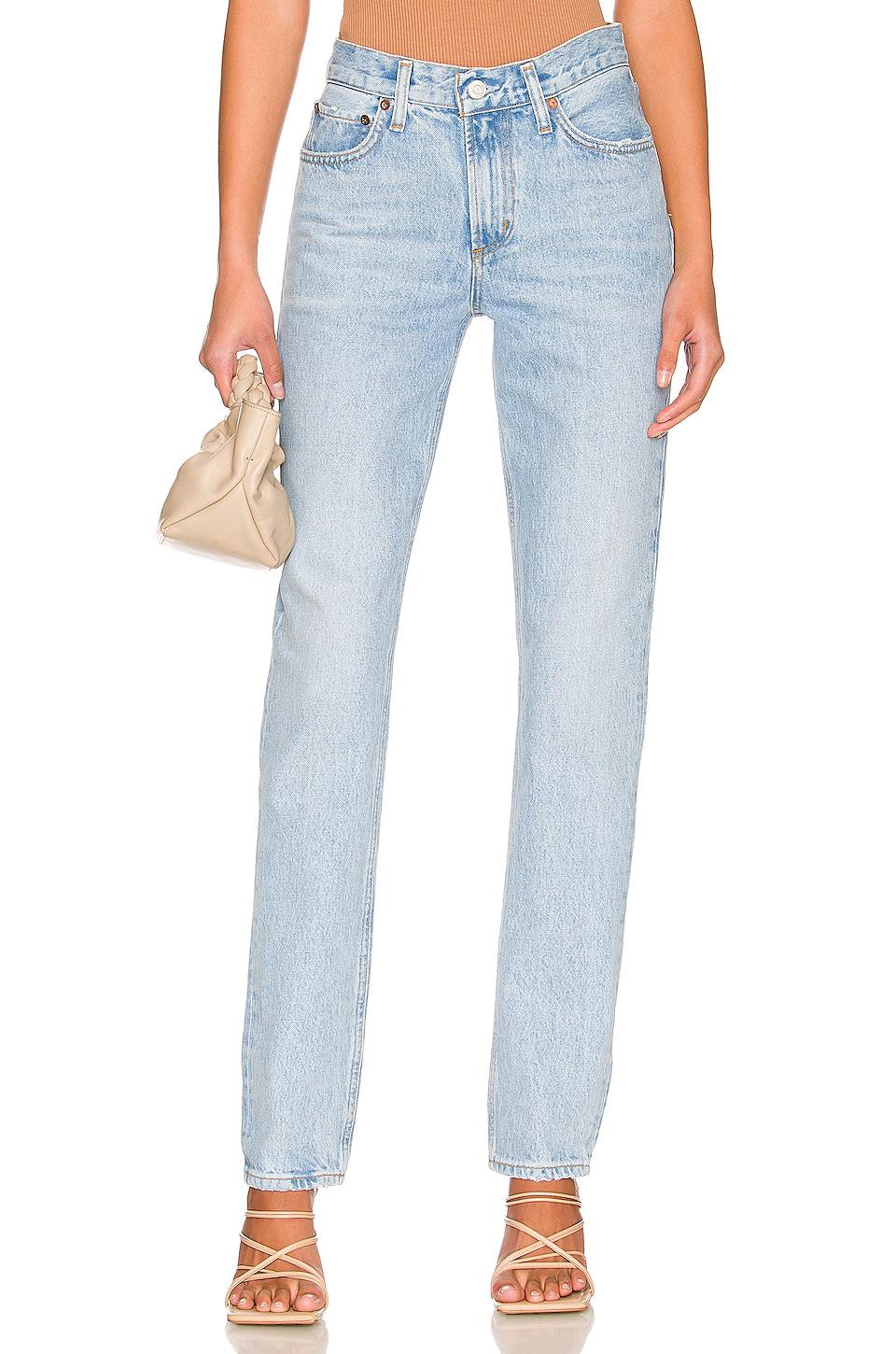 AGOLDE Lyle Low Rise Slim Jeans in Denim-Light by AGOLDE