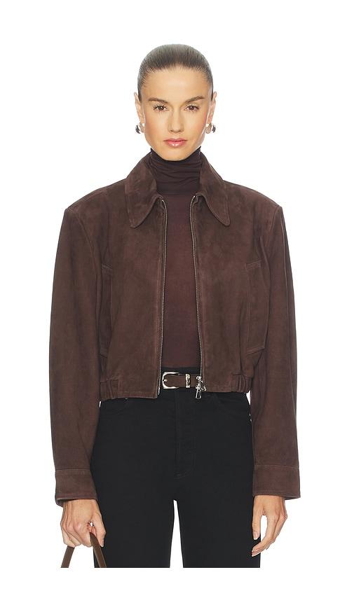 AGOLDE Nahlia Cropped Suede Jacket in Brown by AGOLDE