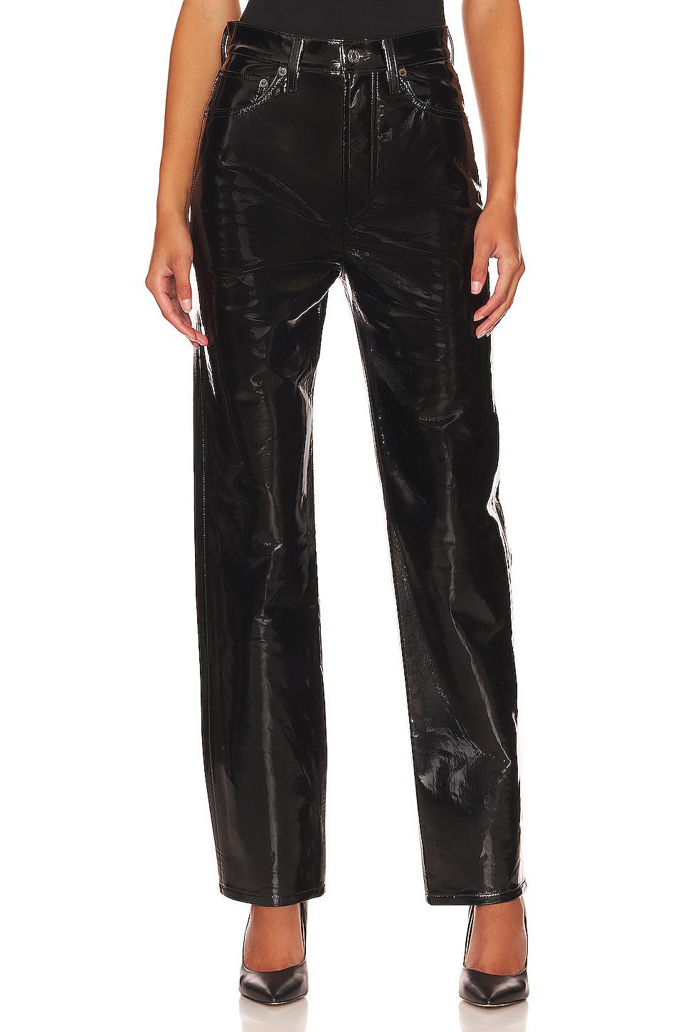 AGOLDE Recycled Leather 90's Pinch Waist in Black by AGOLDE