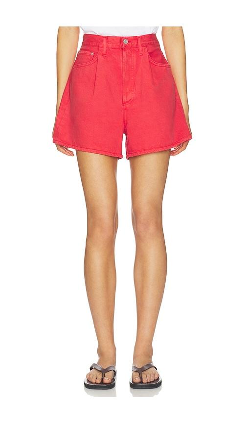 AGOLDE Rhoda Pleated A-line Shorts in Red by AGOLDE