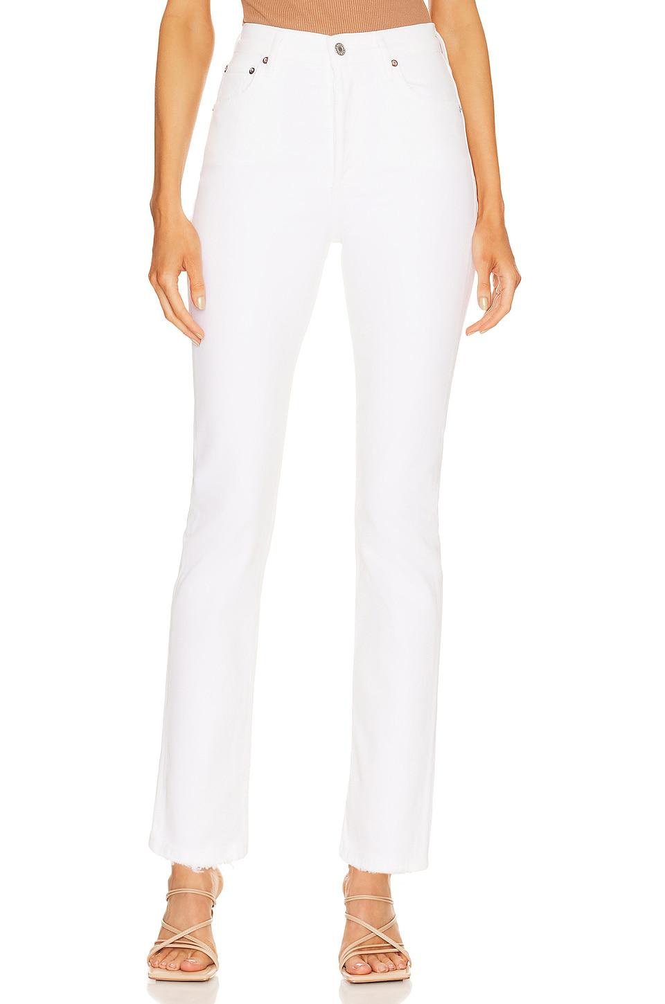 AGOLDE Riley Long High Rise Straight Jeans in White by AGOLDE
