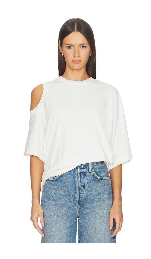AGOLDE Shoulder Cut Out T-shirt in White by AGOLDE