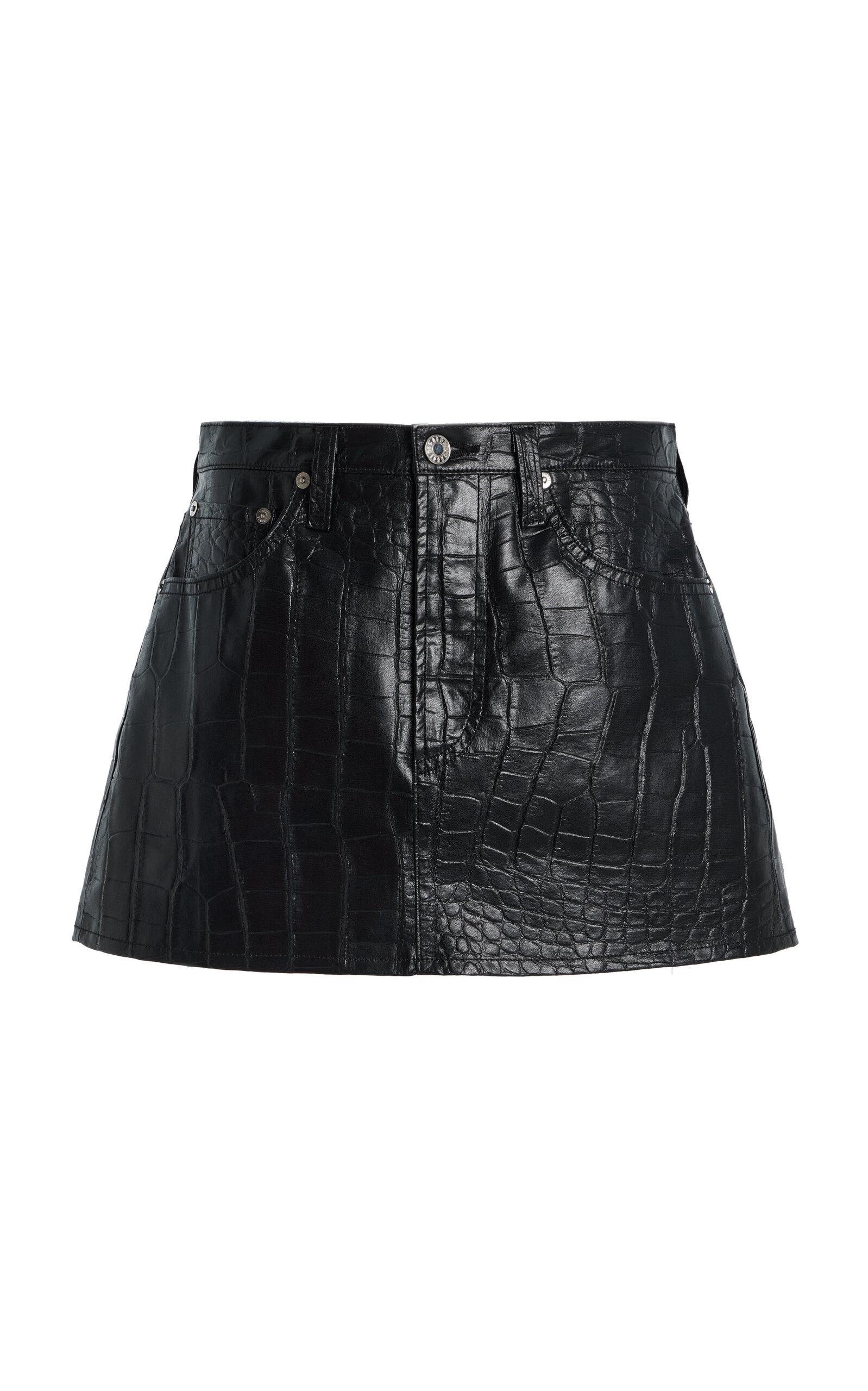Agolde Keira Croc-Effect Faux-Leather Mini Skirt - Moda Operandi by AGOLDE