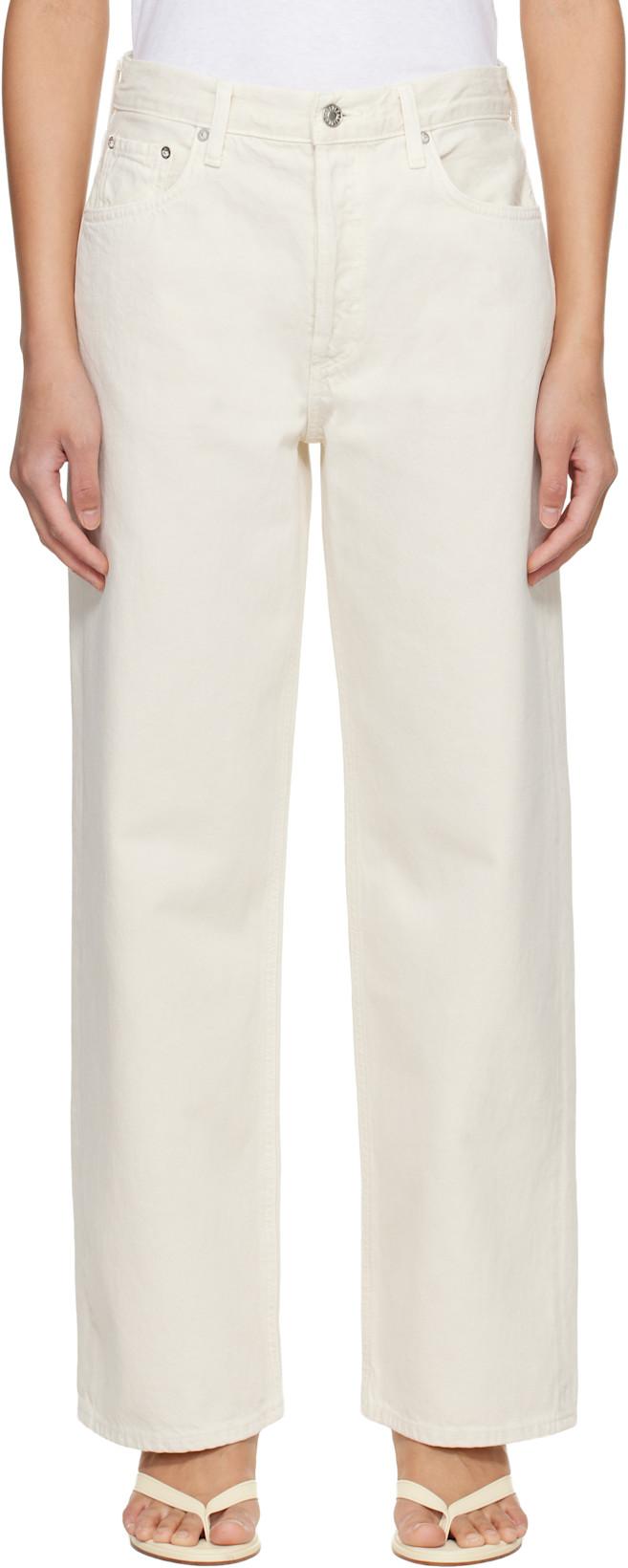 Beige Low Slung Baggy Jeans by AGOLDE