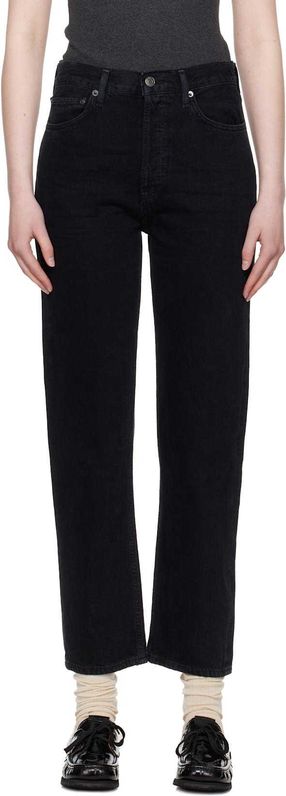 Black 90s Pinch Waist High Rise Straight Jeans by AGOLDE