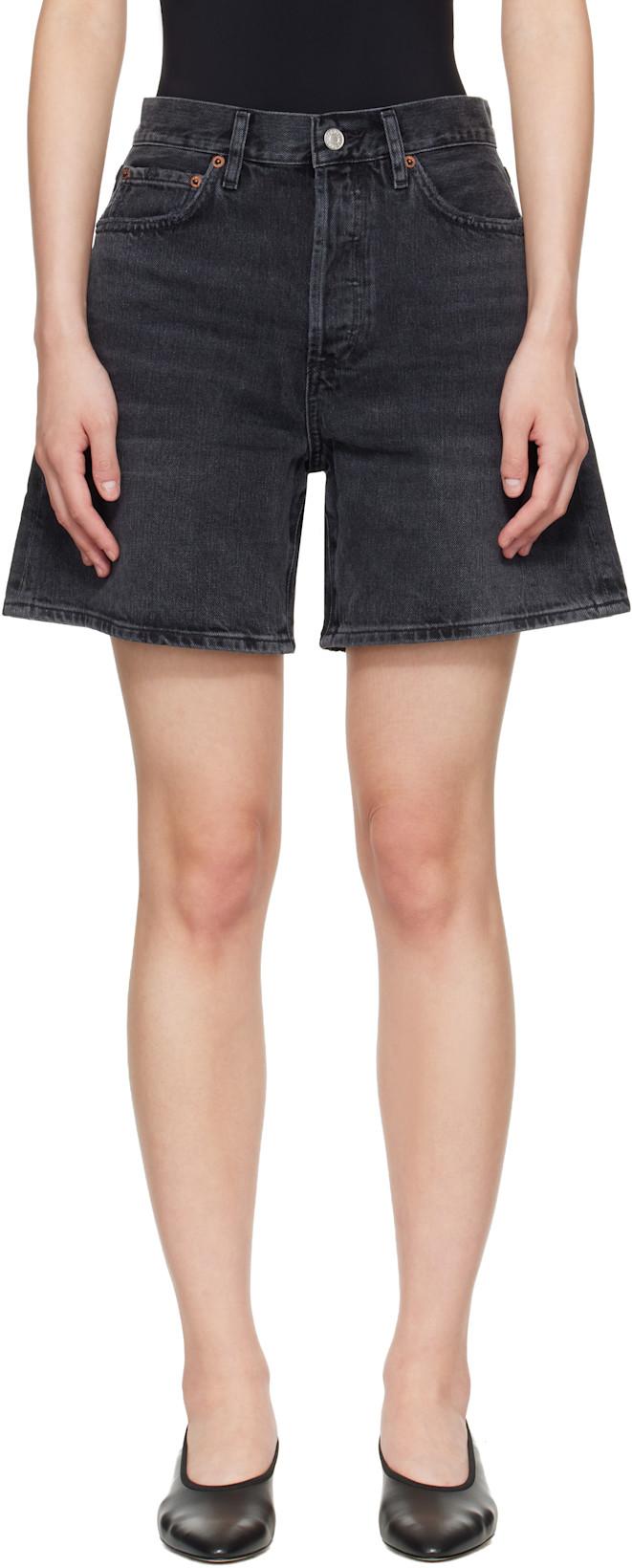 Black Dame Denim Shorts by AGOLDE