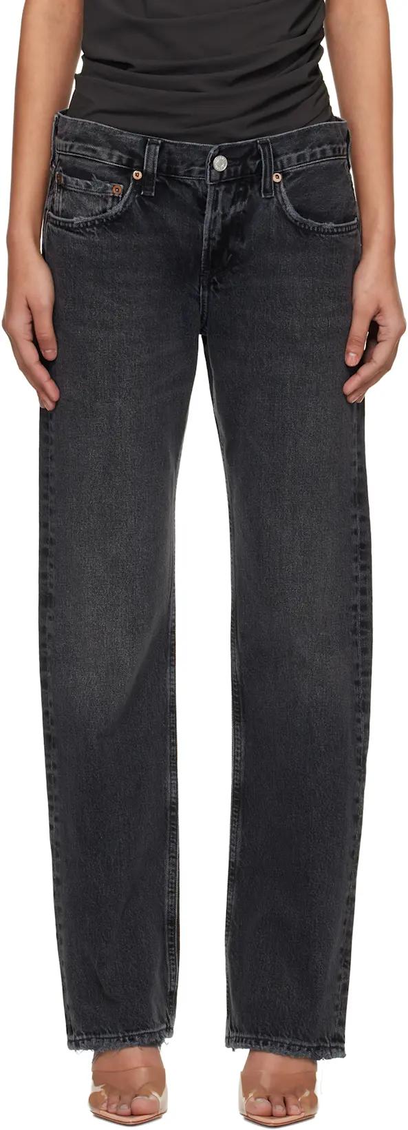 Black Low Rise Slim Jeans by AGOLDE