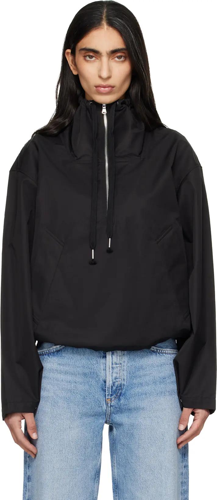 Black Lydia Nylon Popover Anorak by AGOLDE