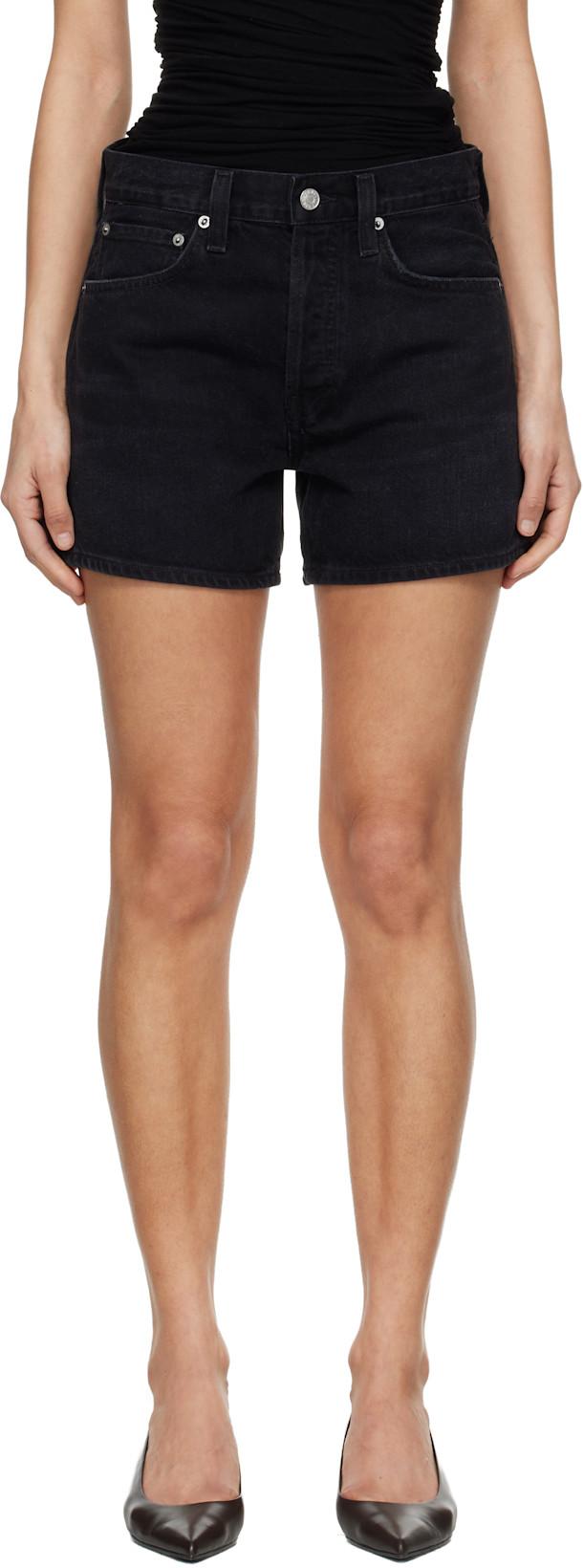 Black Parker Long Denim Shorts by AGOLDE
