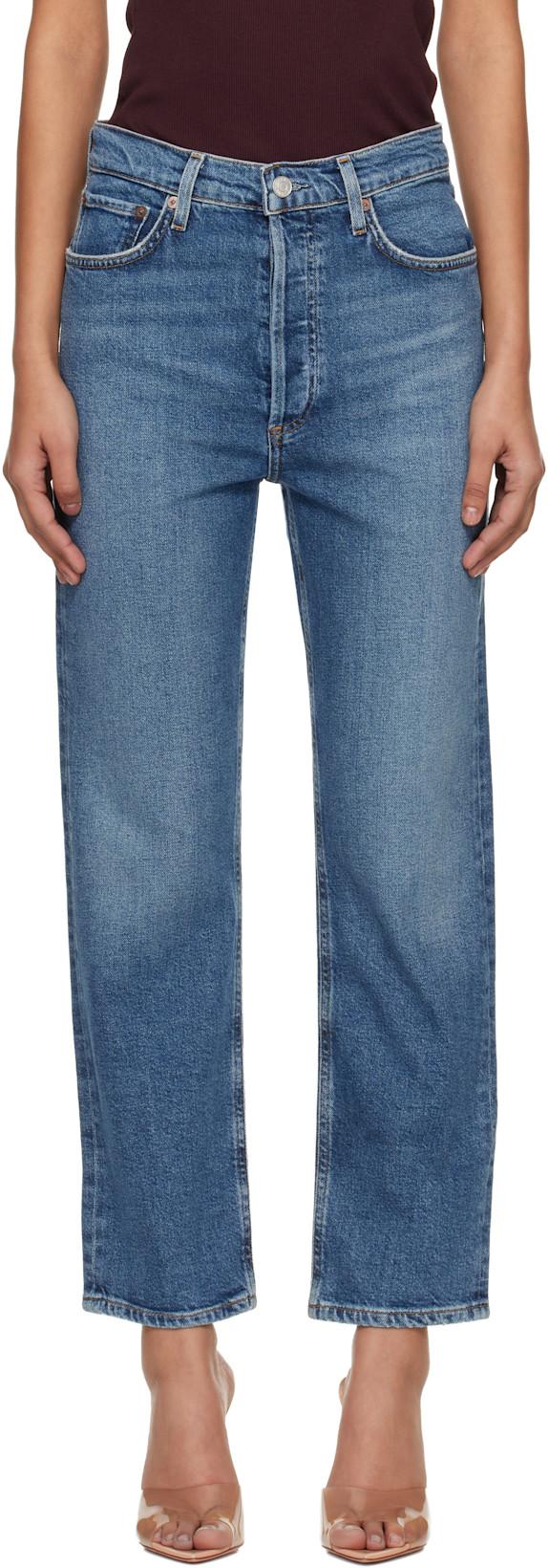 Blue 90's Pinch Waist Crop Jeans by AGOLDE