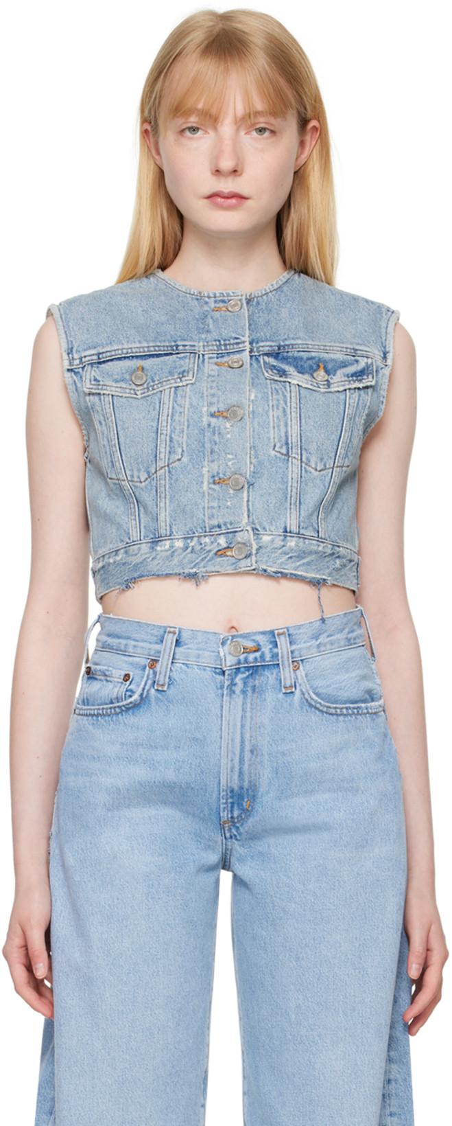 Blue Leo Denim Vest by AGOLDE