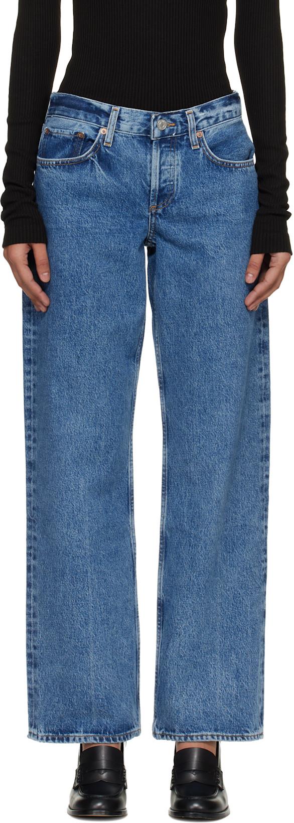 Blue Low Rise Loose Jeans by AGOLDE