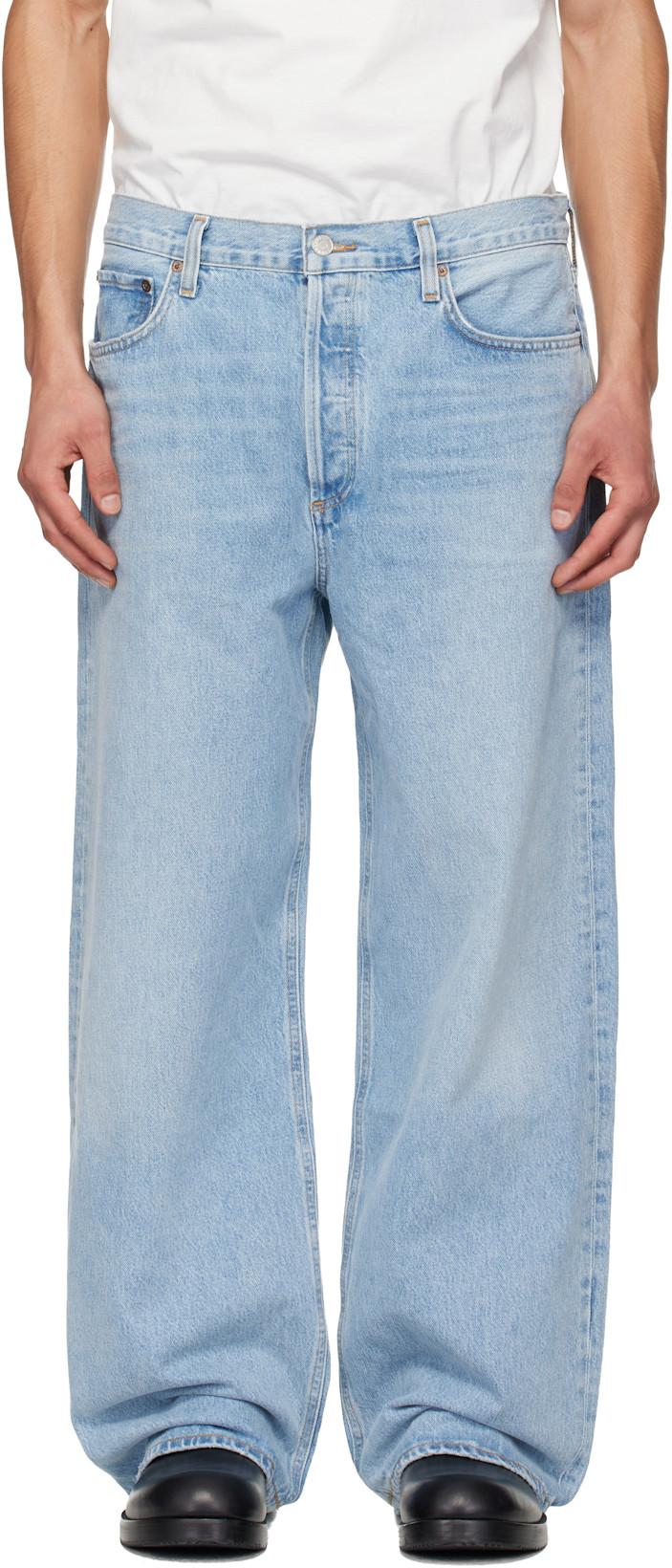Blue Low Slung Baggy Jeans by AGOLDE
