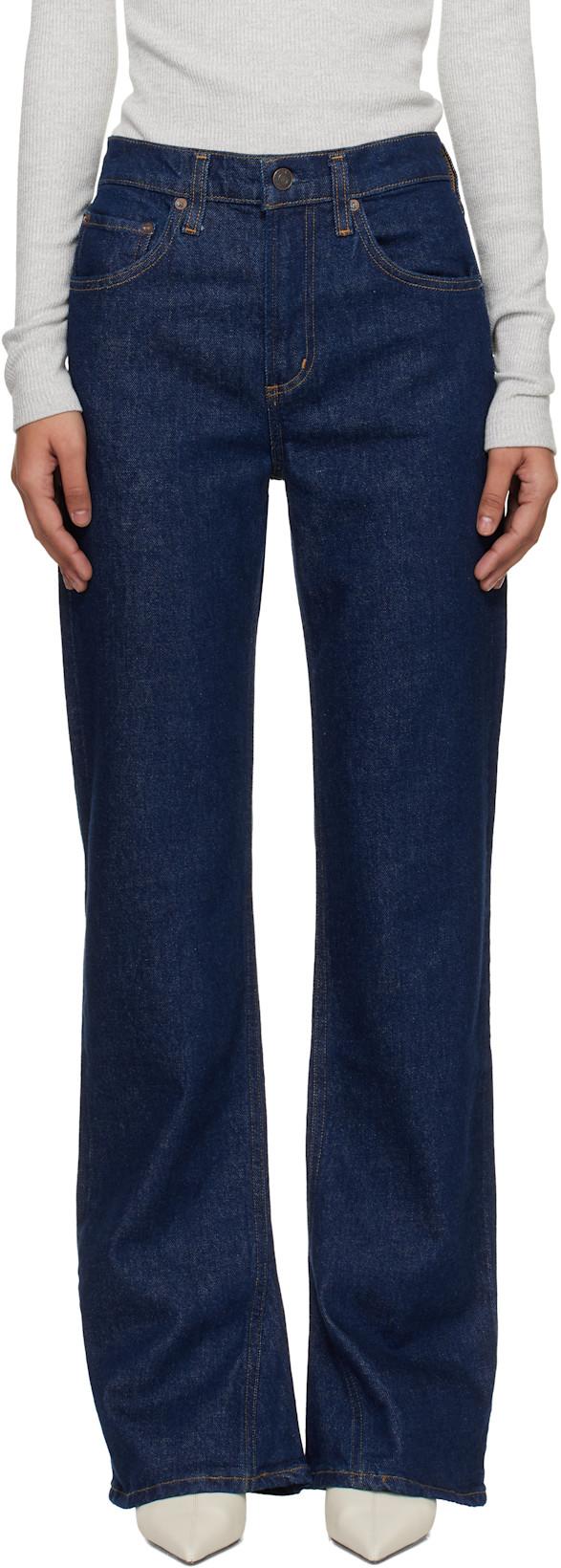 Blue Mid Rise Kick Boot Comfort Stretch Jeans by AGOLDE