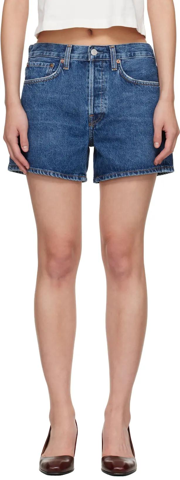 Blue Parker Long Denim Shorts by AGOLDE