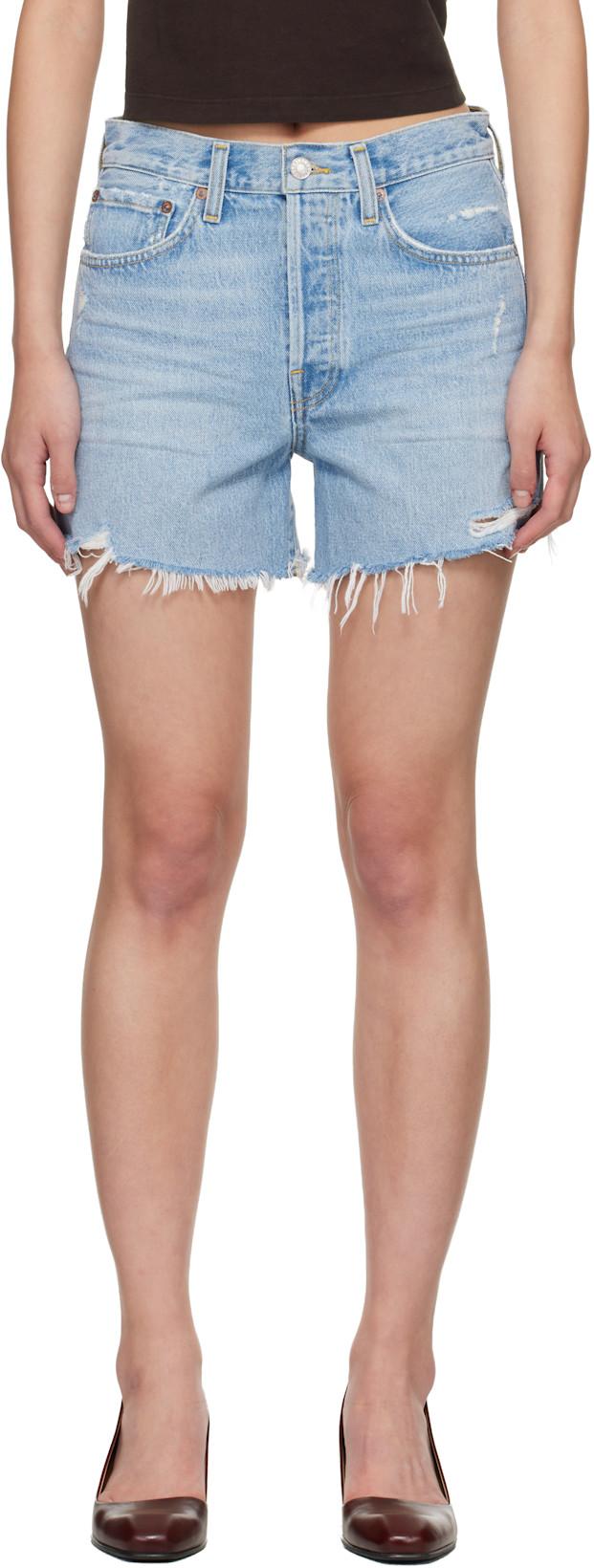 Blue Parker Long Denim Shorts by AGOLDE