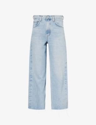 Low Curve Fray Barrel-Leg Denim Jeans by AGOLDE