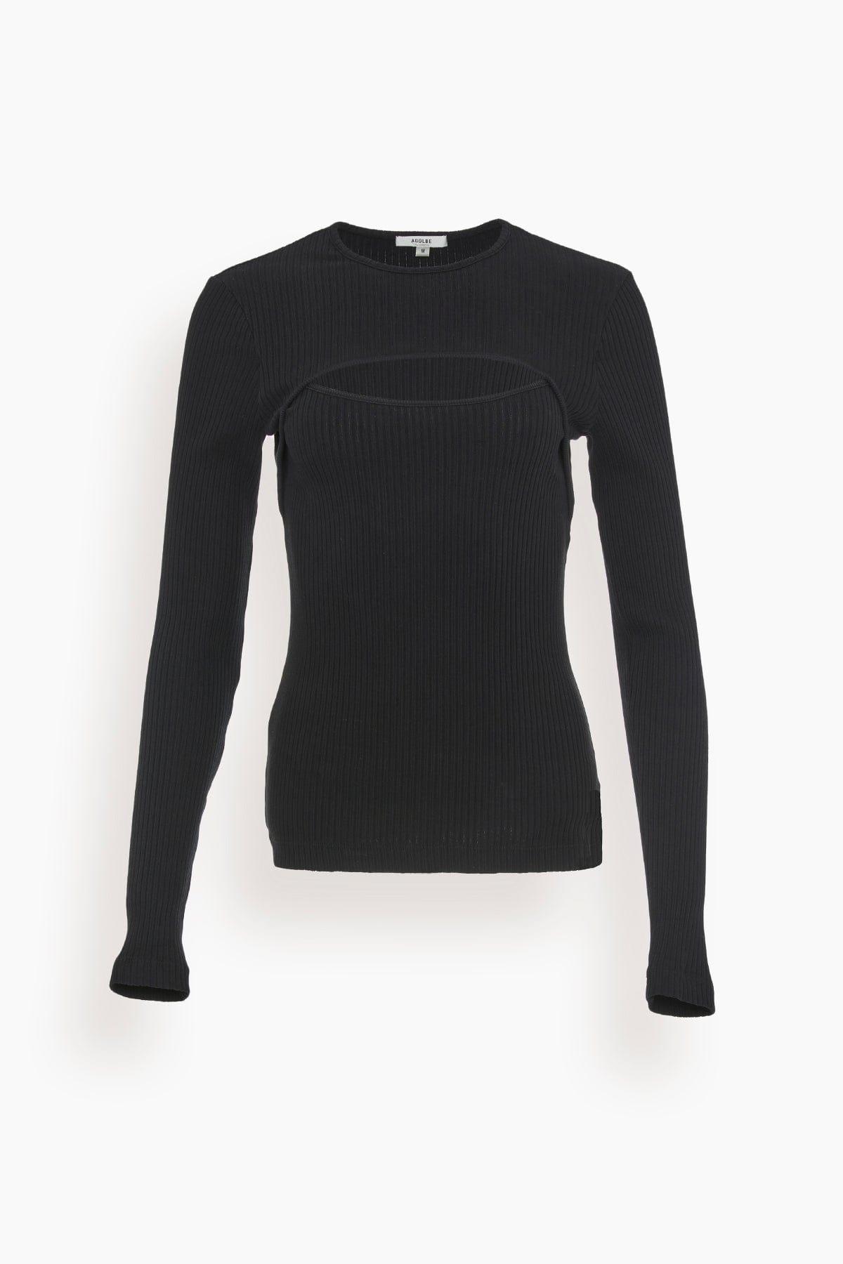 Lyza Cut Out Rib Tee in Black by AGOLDE