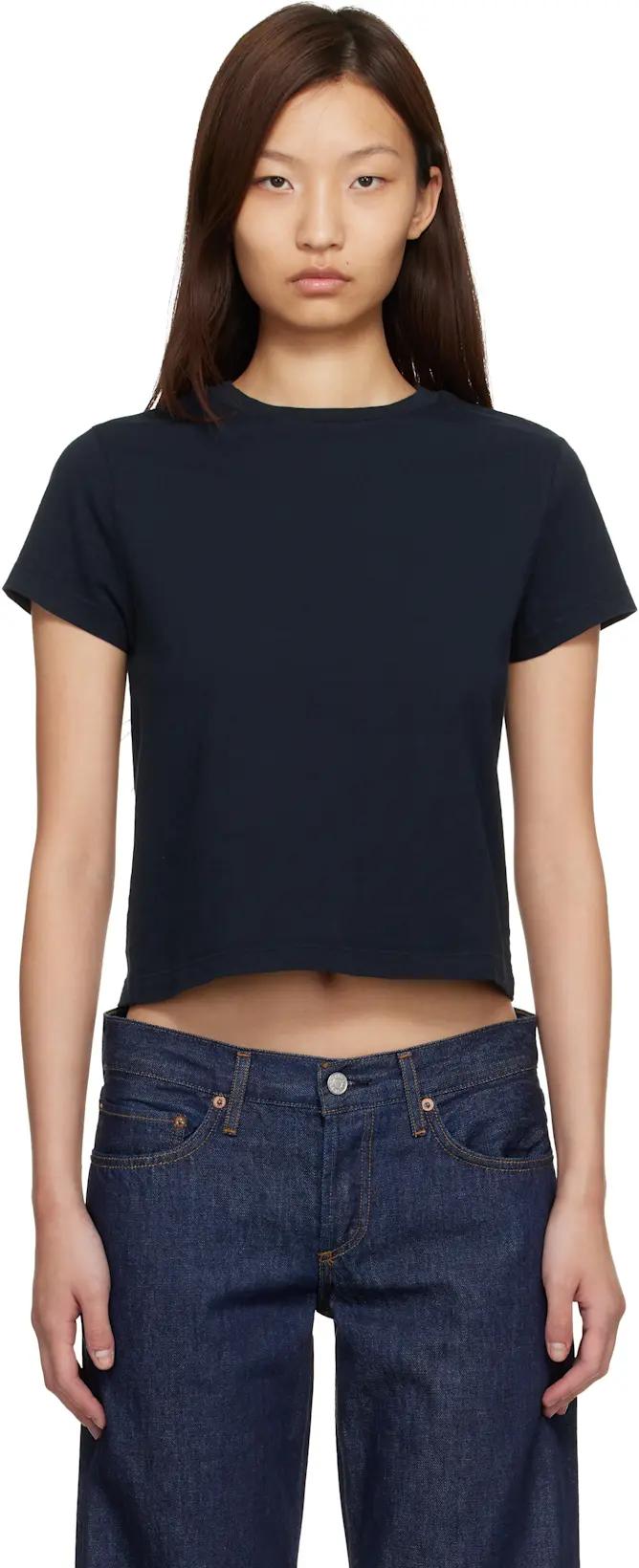 Navy Adine Shrunken T-shirt by AGOLDE