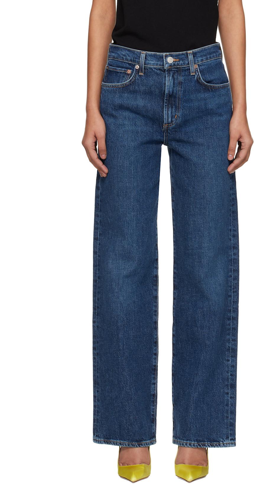 Navy Harper Straight Jeans by AGOLDE