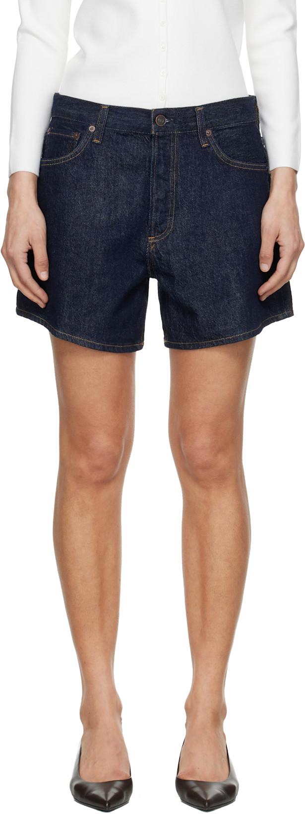 Navy Leith Denim Shorts by AGOLDE