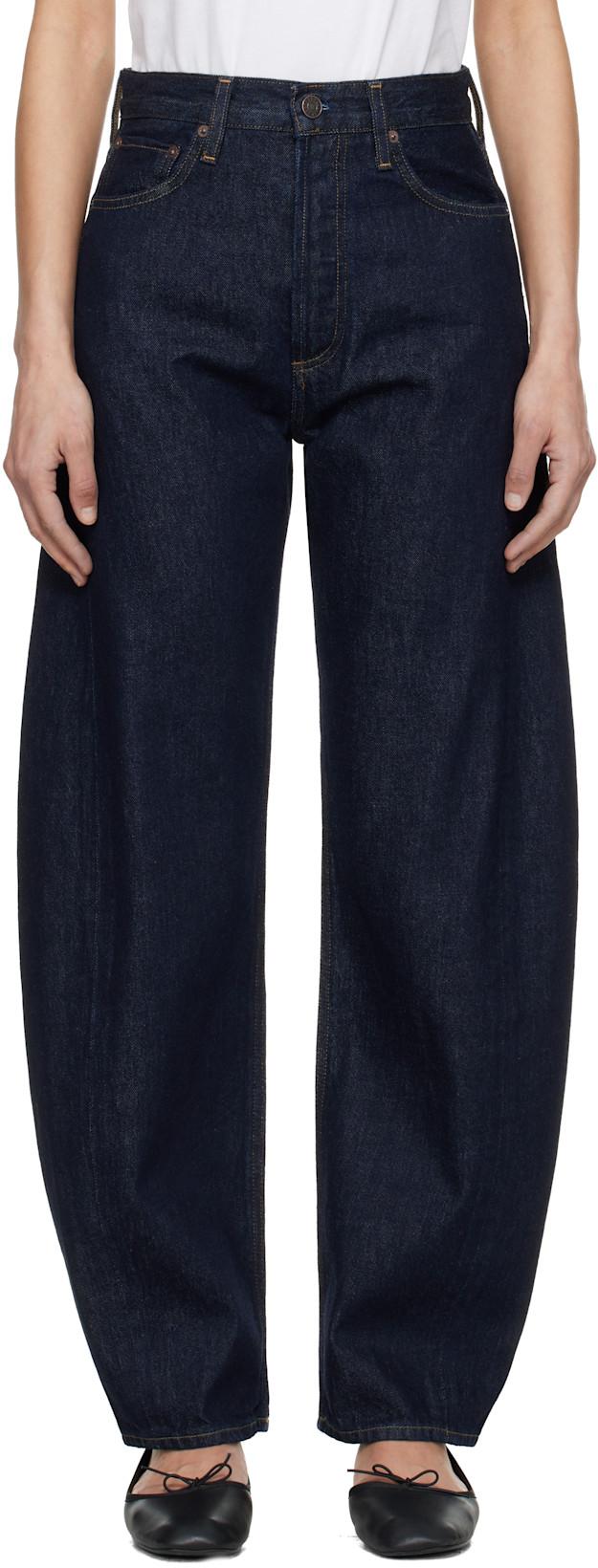 Navy Luna High Rise Pieced Taper Jeans by AGOLDE
