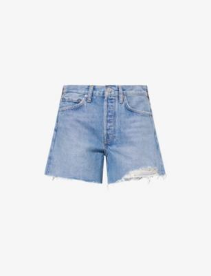 Parker Long Distressed Denim Shorts by AGOLDE