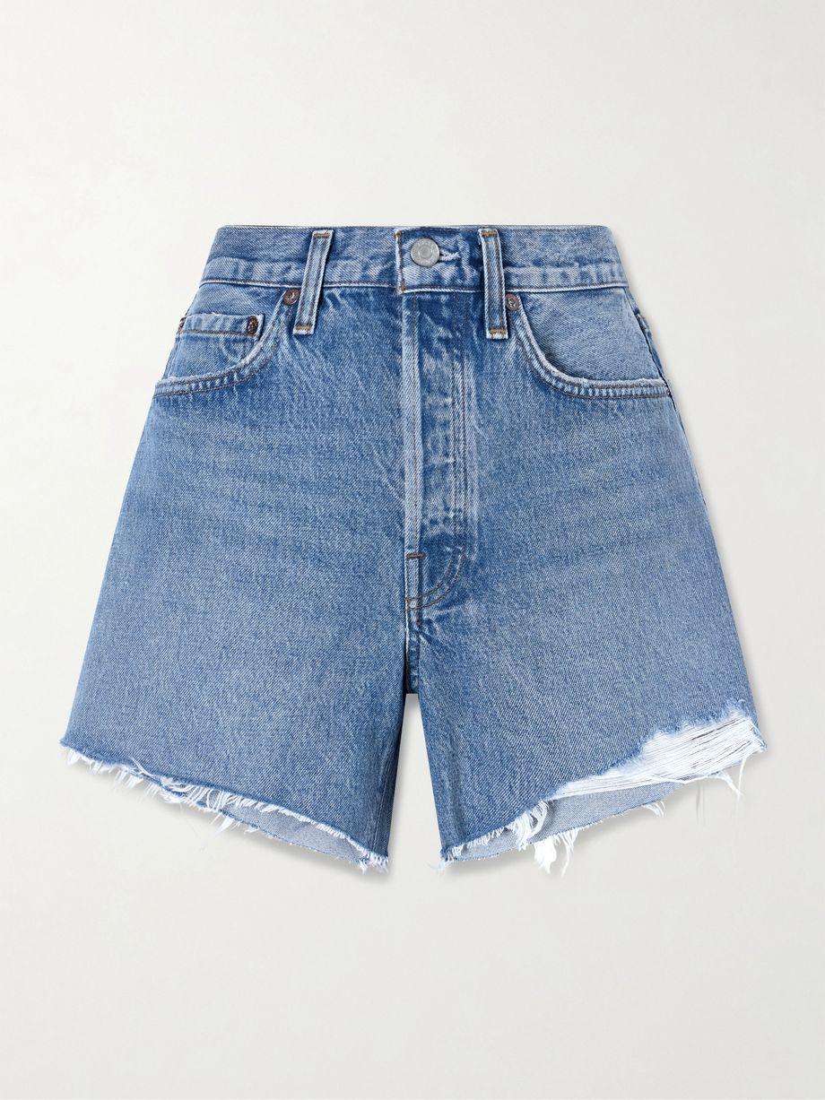 Parker Long distressed denim shorts by AGOLDE