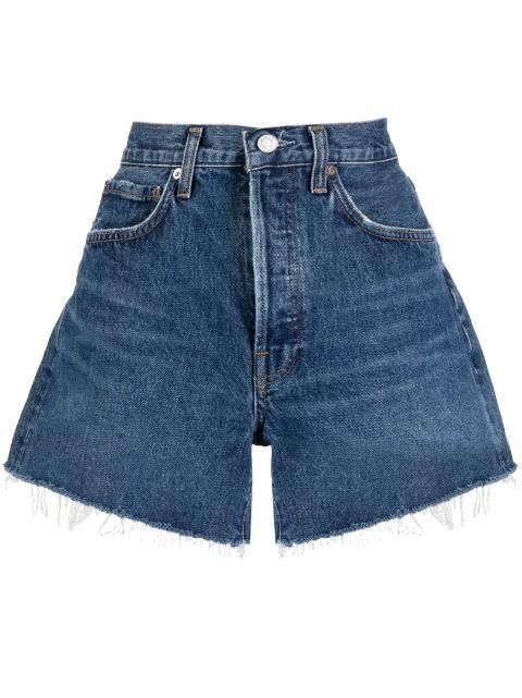 Parker raw-cut denim shorts by AGOLDE