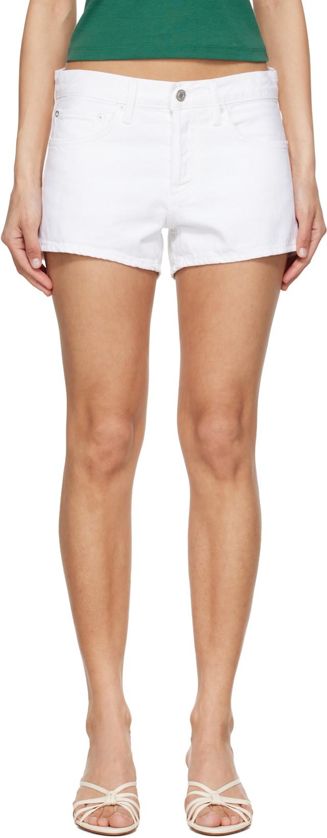 White Low Rise Parker Shorts by AGOLDE