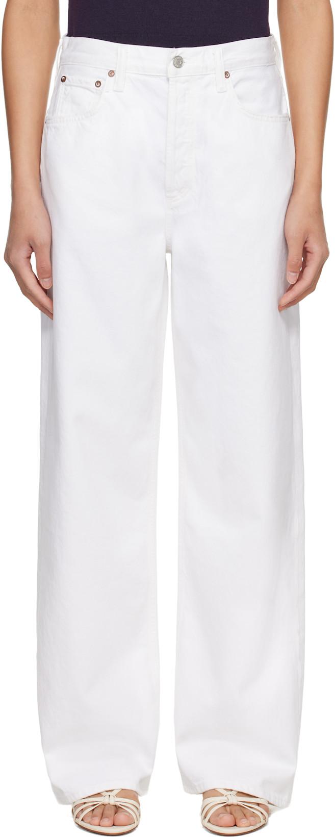 White Low Slung Baggy Jeans by AGOLDE