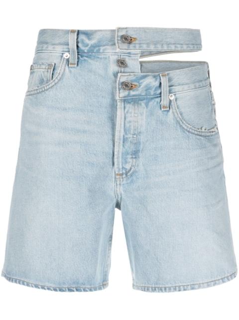 asymmetric denim shorts by AGOLDE