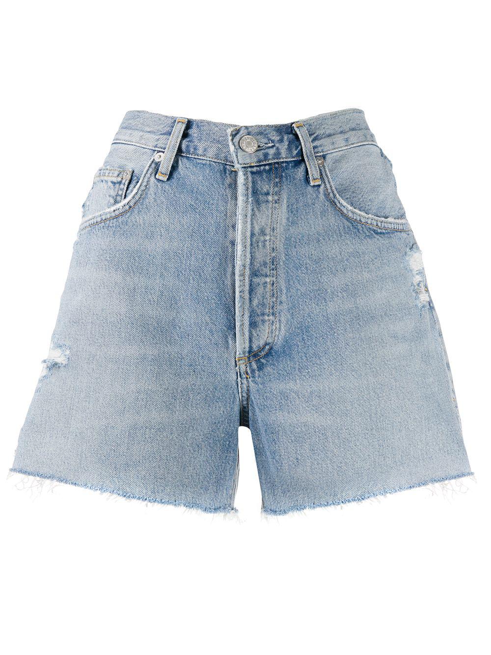 distressed denim shorts by AGOLDE