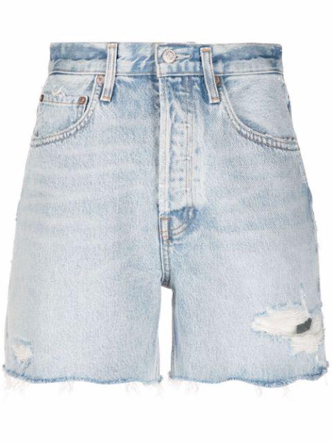 distressed denim shorts by AGOLDE