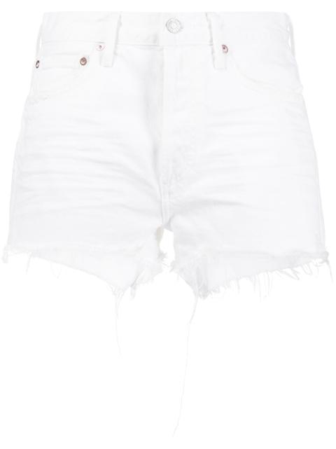 frayed-hem denim shorts by AGOLDE