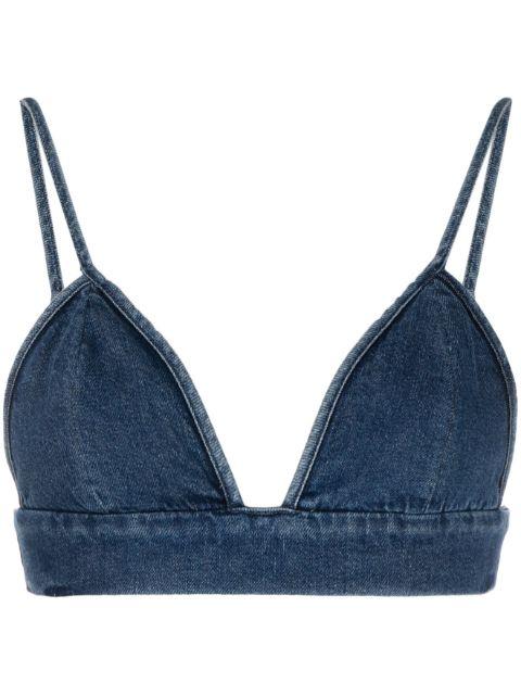 triangle-cup denim crop top by AGOLDE