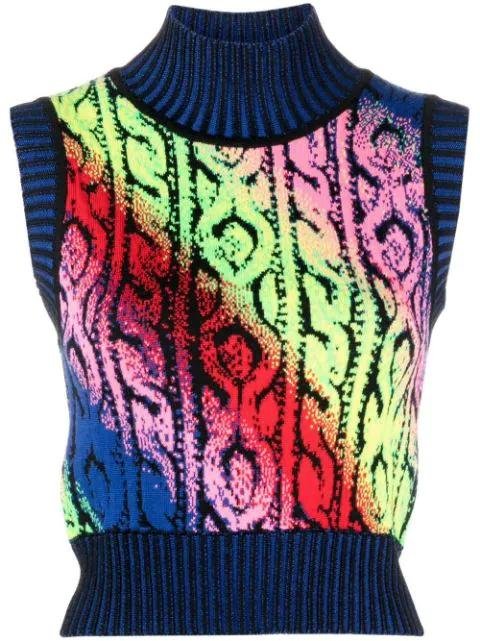 cable knit trompe l'oeil jacquard vest by AGR