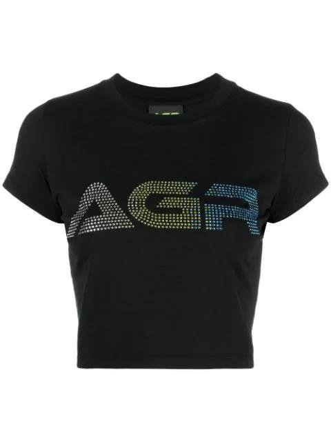 rhinestone-logo short-sleeve T-shirt by AGR