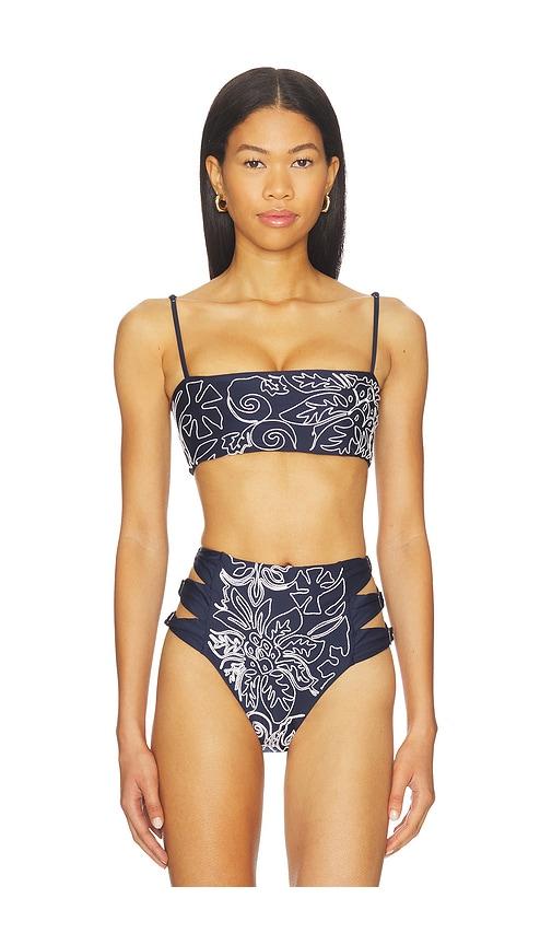 Agua Bendita Brietta Batik Bikini Top in Navy by AGUA BENDITA