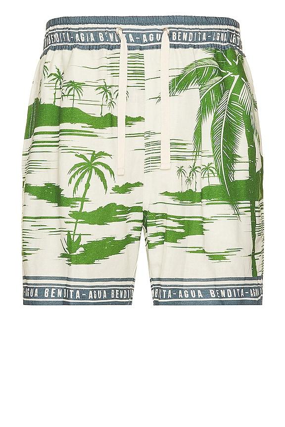Agua Bendita Cece Honolulu Swim Shorts in Ivory,Green by AGUA BENDITA Agua Bendita Cece Honolulu Swim Shorts in Ivory,Green by AGUA BENDITA