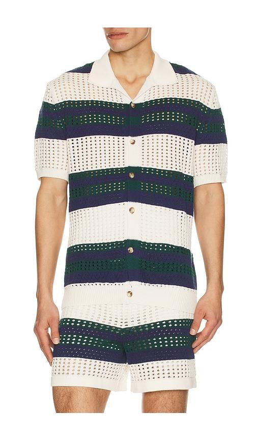 Agua Bendita Jared Shirt in White,Navy by AGUA BENDITA
